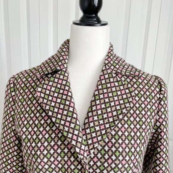 Preppy Pink Green Tweed Coat With Belt (S) Blendshe - Picture 4 of 14